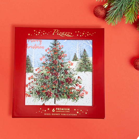 6 x Christmas Cards In Box - Pizazz Premium Handmade Christmas Tree