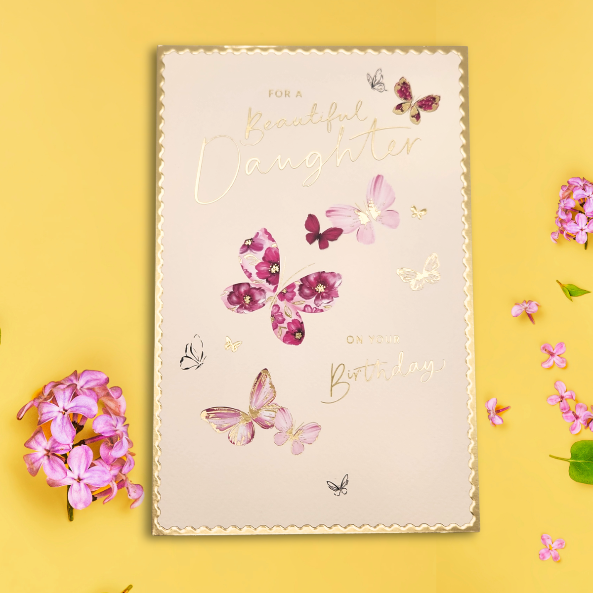 Daughter Birthday Card - Butterfly Border