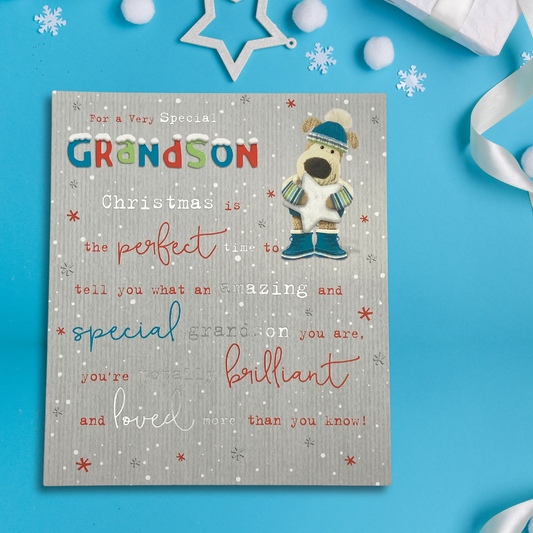 Grandson Christmas Card - Boofle Bear