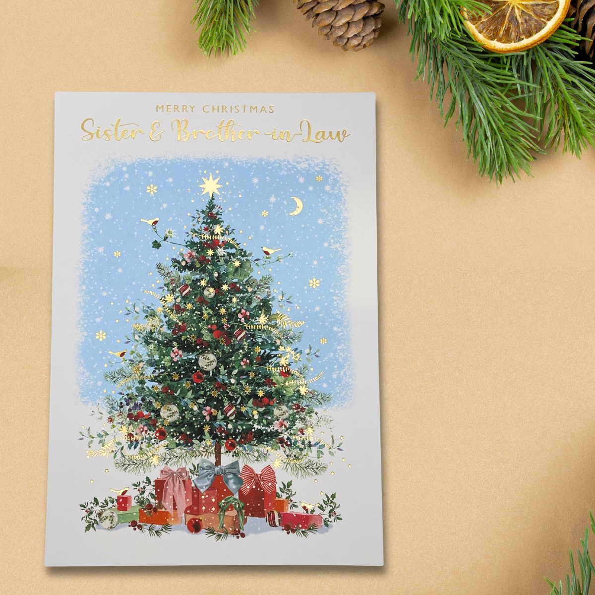 Sister & Brother-In-Law Christmas Card - Pizazz Tree