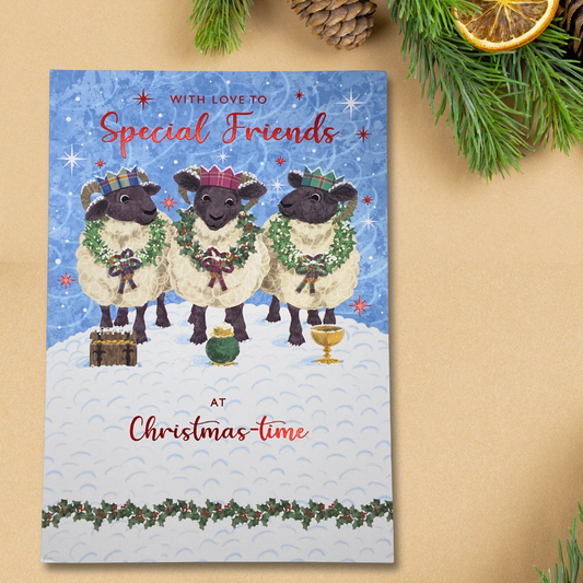 Friends Christmas Card - Festive Sheep