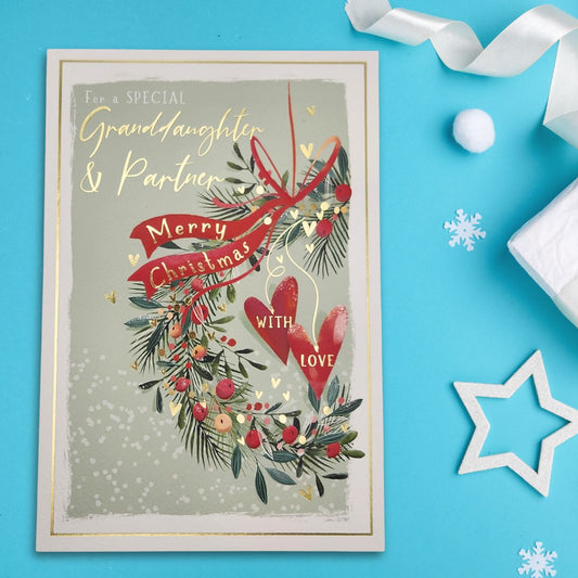 Granddaughter & Partner Christmas Card - Skylight Wreath
