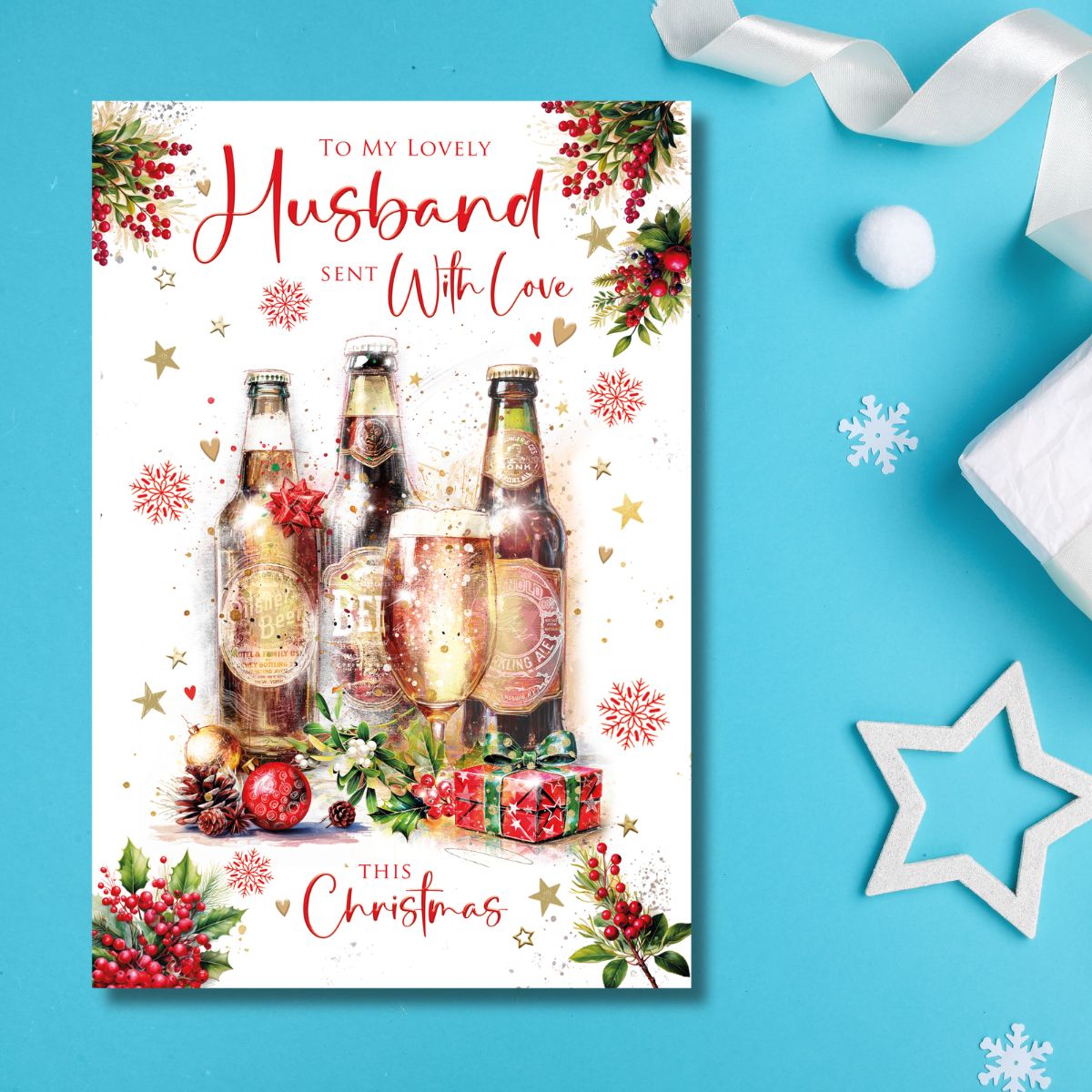 Husband Christmas Card - Beer & Gifts