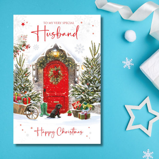 Husband Christmas Card - Snowy Front Door