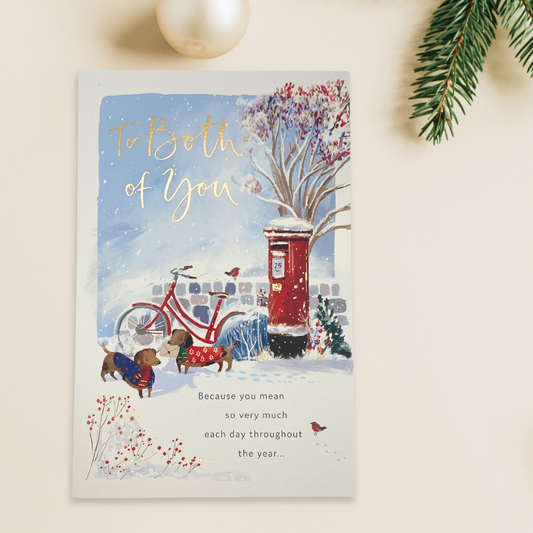 Both Of You Christmas Card - Dogs & Postbox