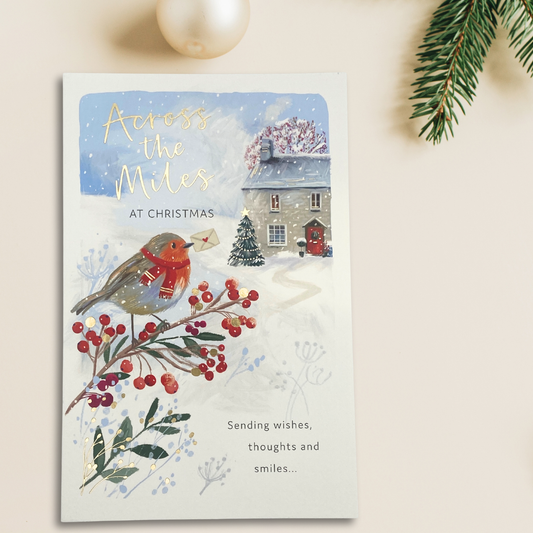 Across The Miles Christmas Card - Festive Robin