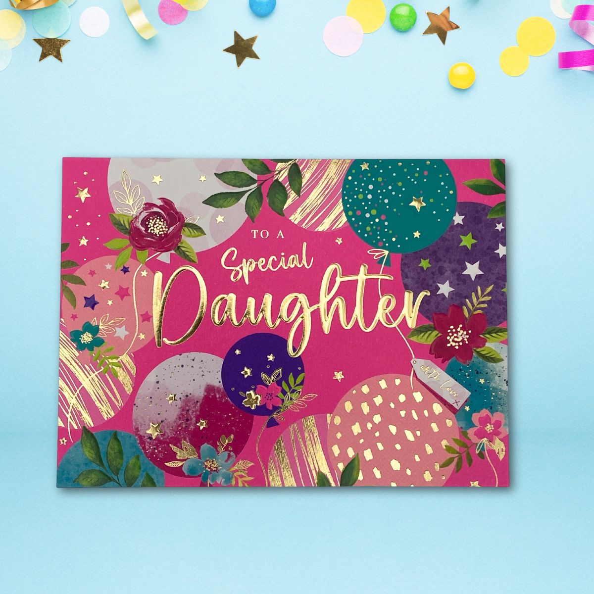 Daughter Birthday Card - Colourful Balloons