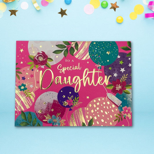 Daughter Birthday Card - Colourful Balloons