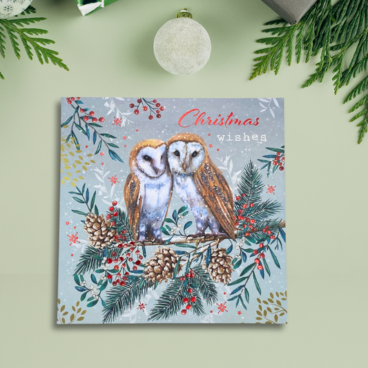 Open Christmas Card - Winter Wonderland Owls