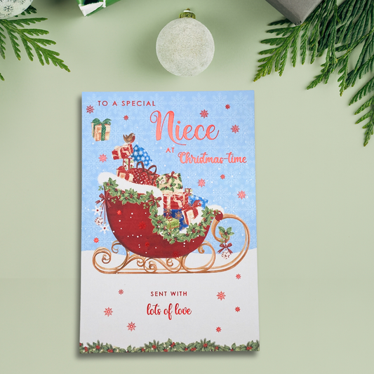 Niece Christmas Card - Stacked Sleigh