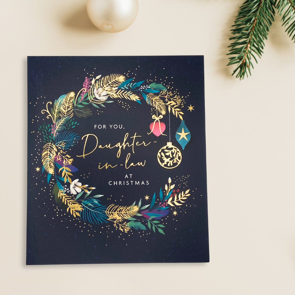 Daughter-In-Law Christmas Card - Floral Wreath