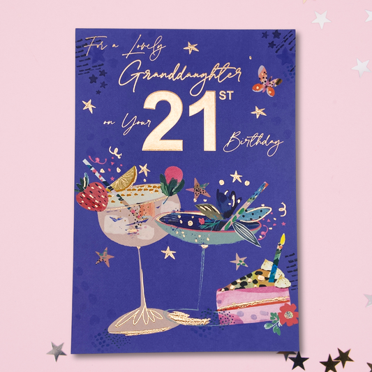 Granddaughter 21st Birthday Card - Cocktails