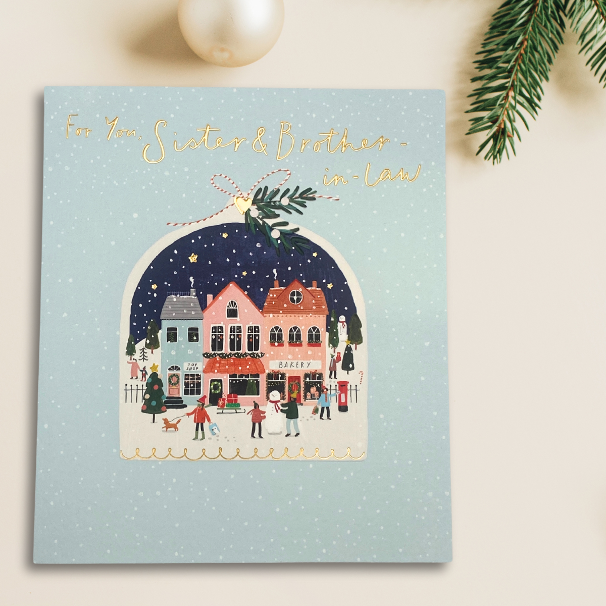 Sister & Brother-In-Law Christmas Card - Snow Globe