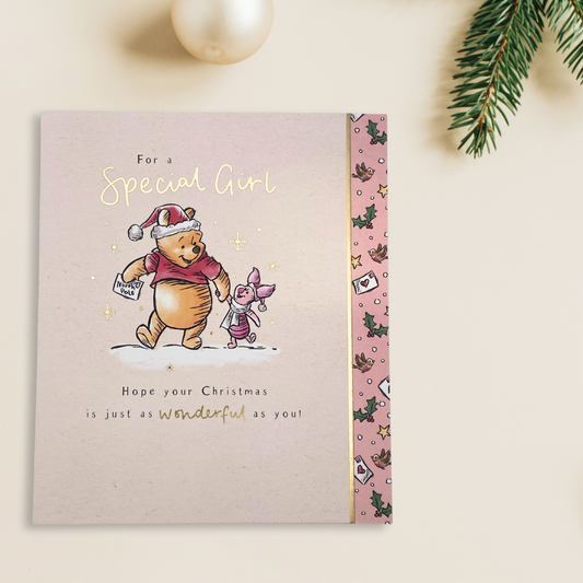 Special Girl's Christmas Card - Winnie The Pooh