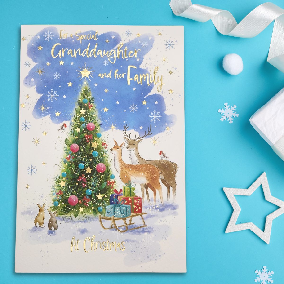 Granddaughter & Family Christmas Card - Woodland Tree