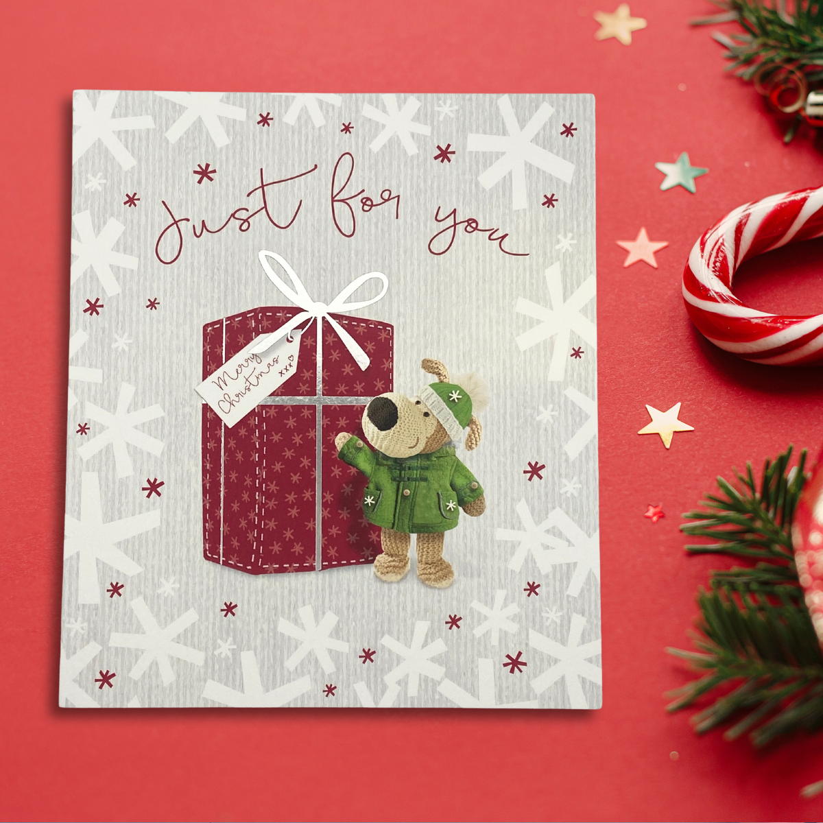 Open Christmas Card - Boofle Bear Just For You