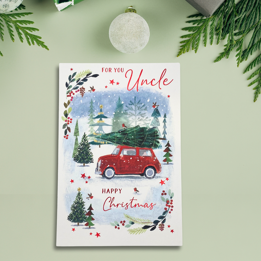 Uncle Christmas Card - Bringing Home The Tree