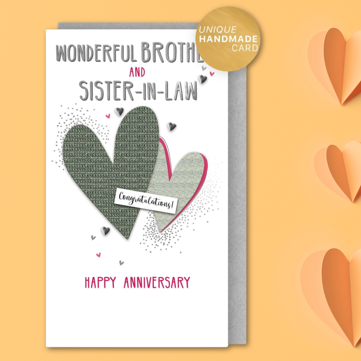 Brother & Sister-In-Law Wedding Anniversary Card - Decoupage Hearts