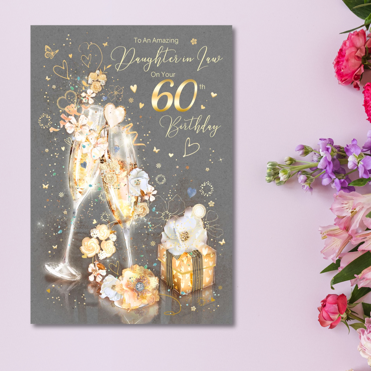 Daughter-In-Law 60th Birthday Card - Grace Gift & Flutes