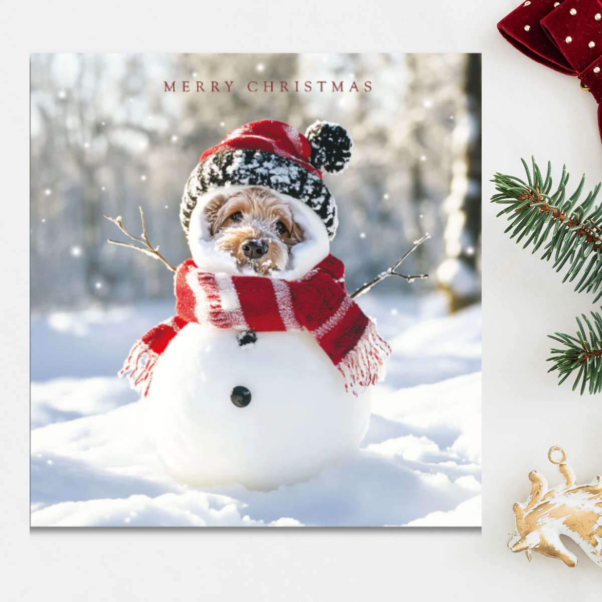 24 x Christmas Cards In Box - Tracks Deluxe Dog Assortment