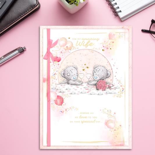 Wife Boxed Birthday Card - Me To You Bears Roses & Balloons