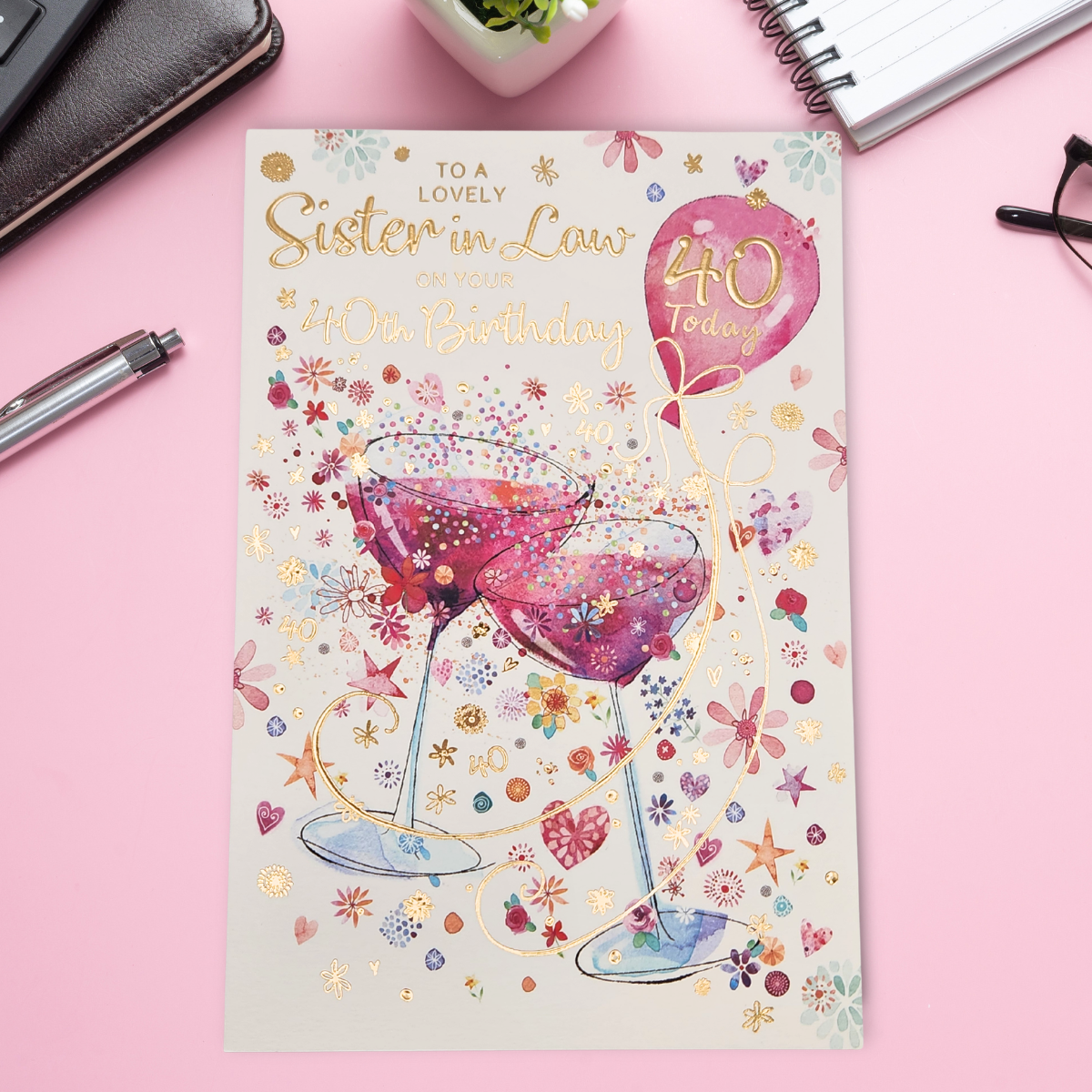 Sister-In-Law 40th Birthday Card - Carnival Cake & Balloons