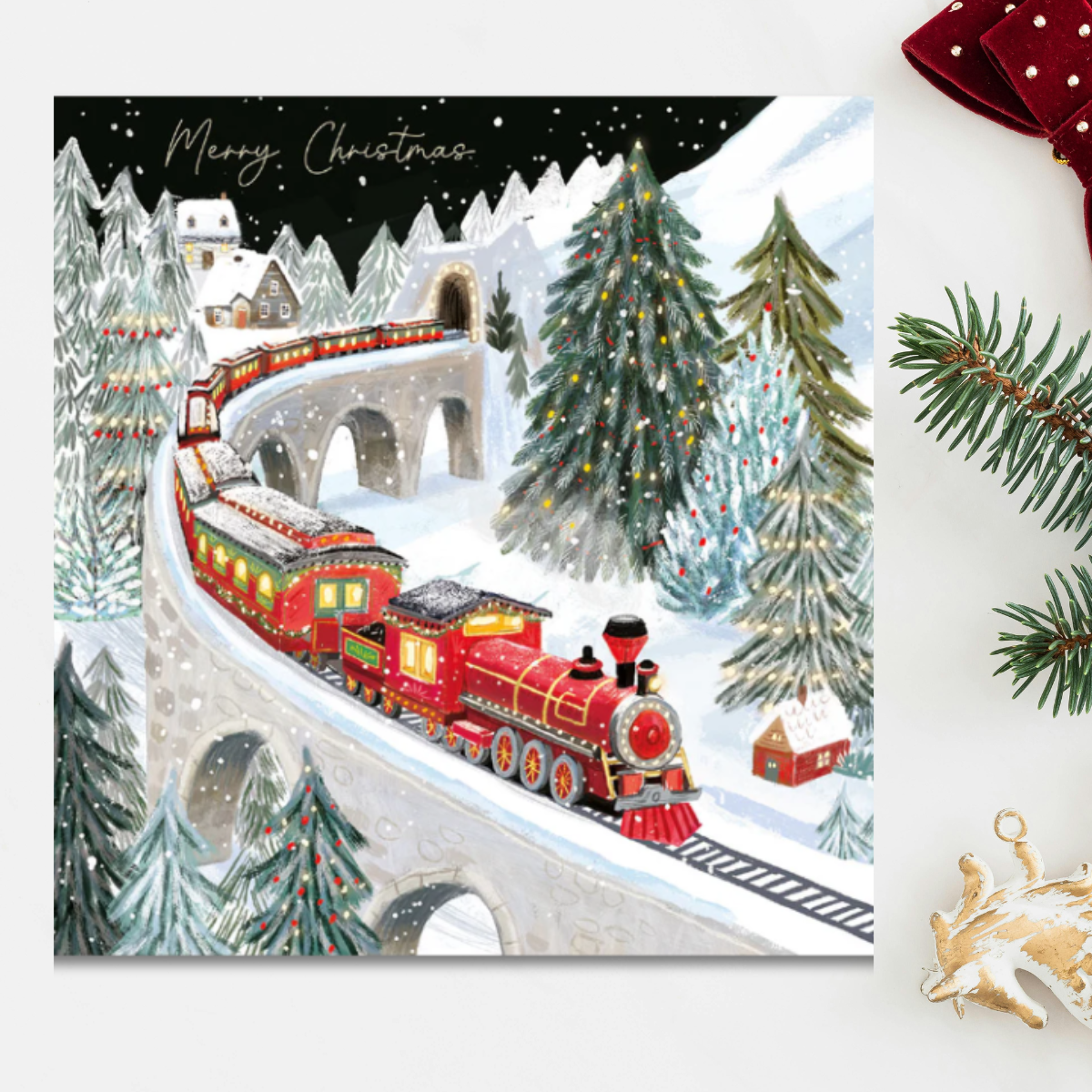 24 x Christmas Cards In Box - Tracks Deluxe Santa