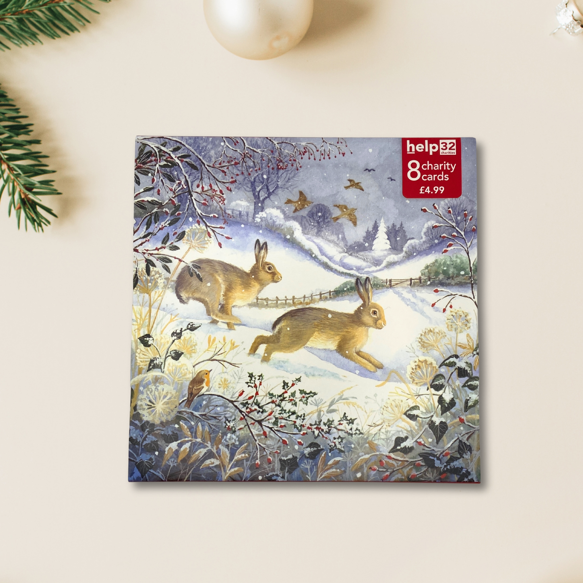 Charity Christmas Cards - 8 x Rabbits In The Snow