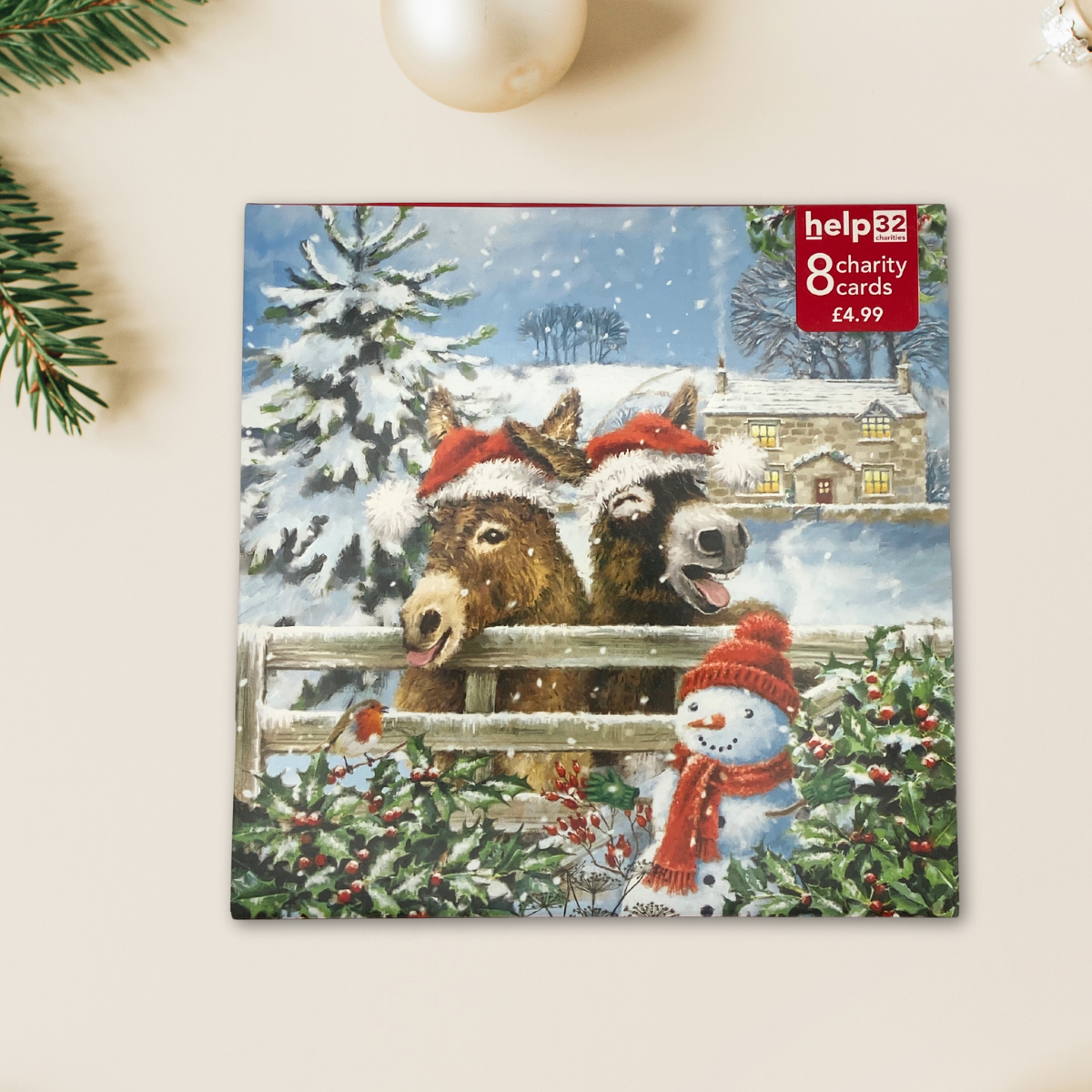 Charity Christmas Cards - 8 x Two Laughing Donkeys