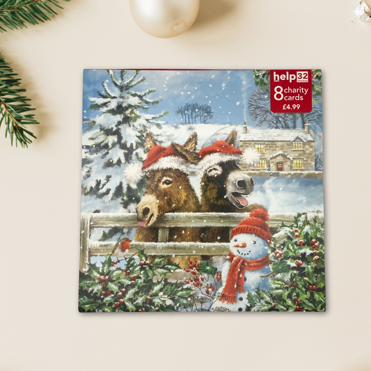 Charity Christmas Cards - 8 x Two Laughing Donkeys