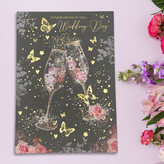 Wedding Day Large Card - Grace Flutes & Butterflies