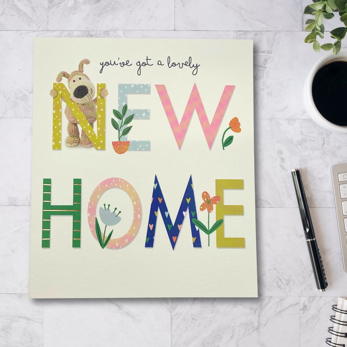 New Home Card - Boofle Bear On House