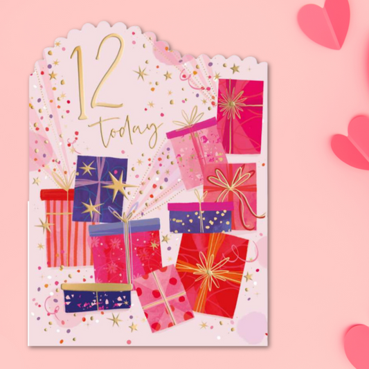 12th Birthday Card - All The Rage Pink & Purple Gifts