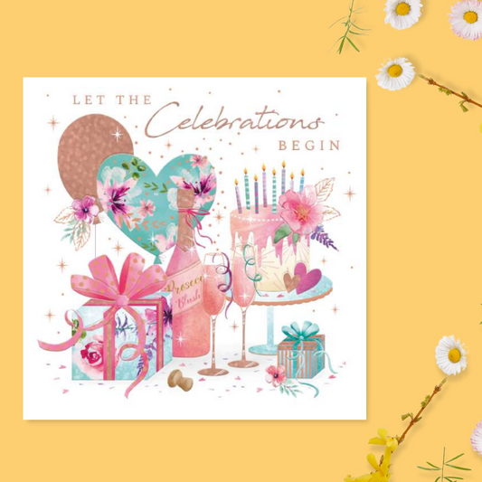 Blush Birthday Card - Let The Celebrations Begin