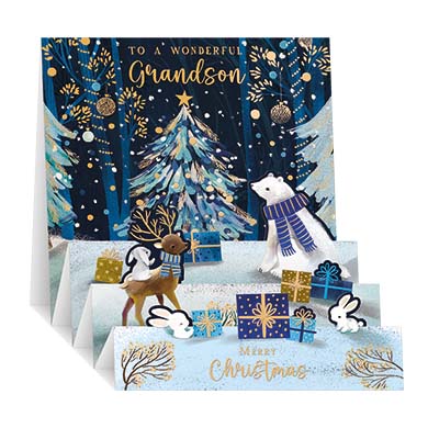 Grandson Christmas Card - Zig Zag Pop Up