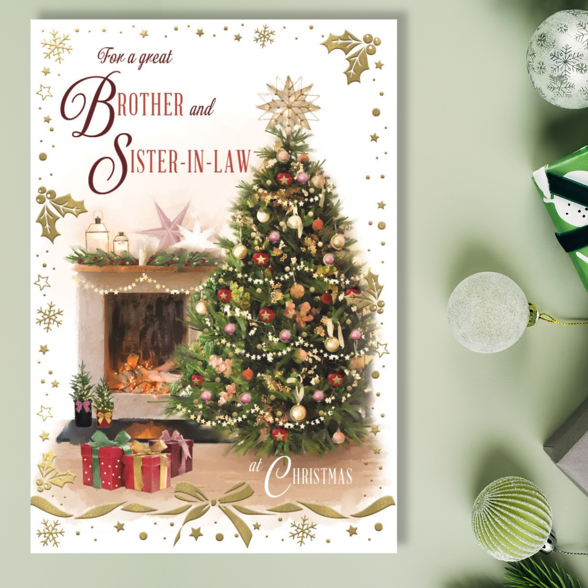 Brother & Sister-In-Law Christmas Card - Just For You Tree Scene