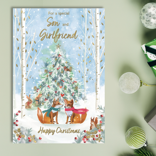 Son & Girlfriend Christmas Card - Woodland Tree