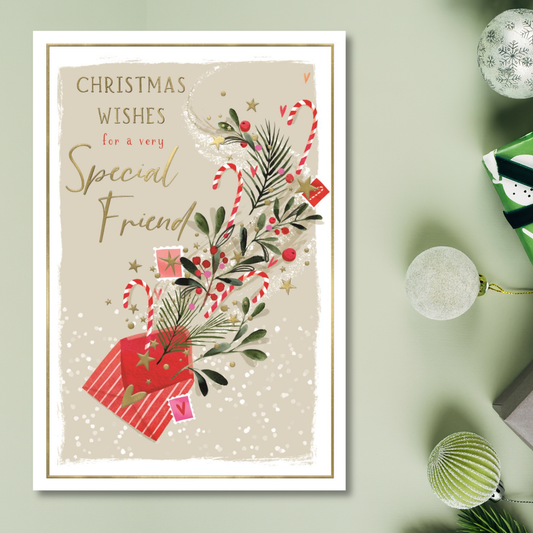Friend Christmas Card - Skylight Floral Envelope