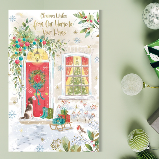 Our House To Yours Christmas Card - Awash With Colour Dog Post