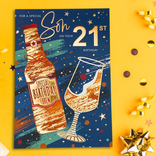 Son 21st Birthday Card - Lumino Beer