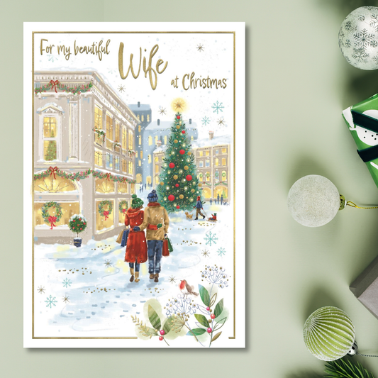 Wife Christmas Card - Awash With Colour Stroll