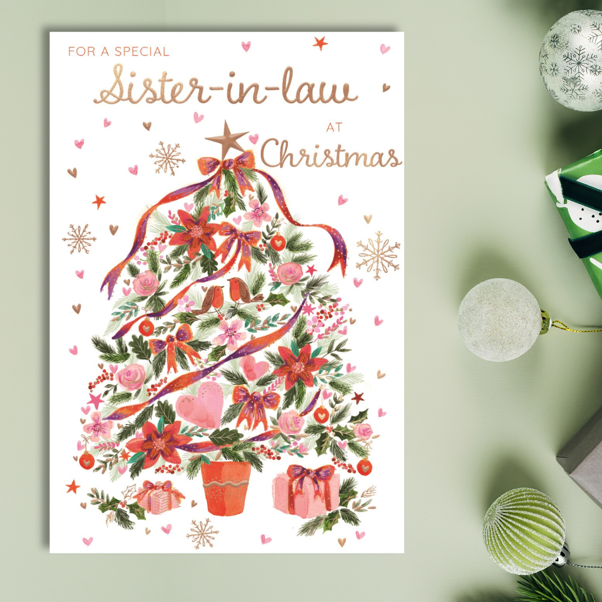 Sister-In-Law Christmas Card - Robin Tree