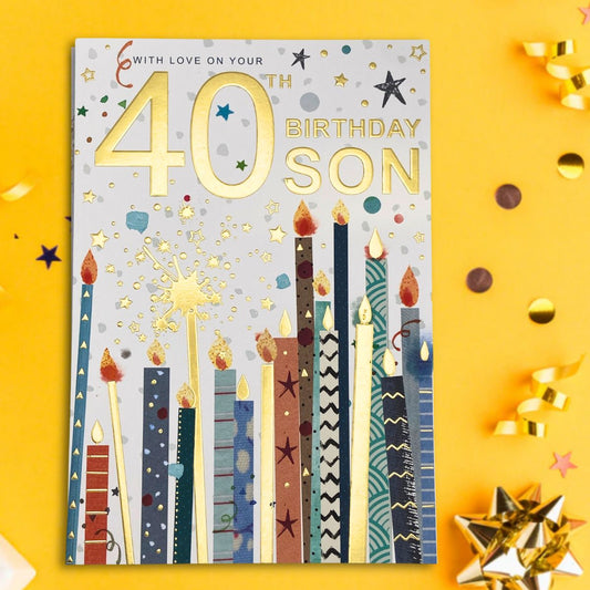Son 40th Birthday Card - Lumino Candles