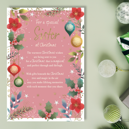 Sister Christmas Card - Most Especially For You