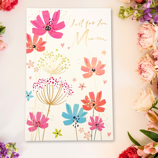 Mum Birthday Card - Embossed Flowers