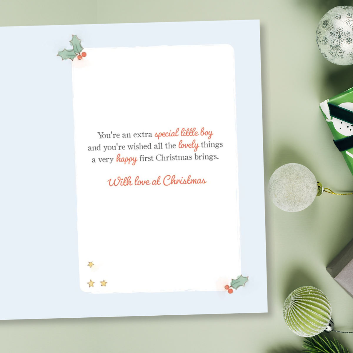 Great Grandson 1st Christmas Card - Pudding Bear