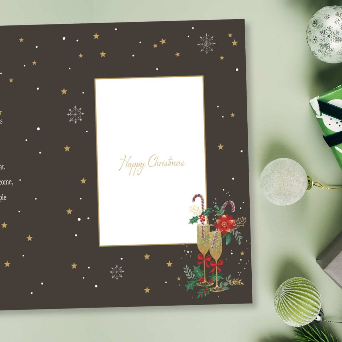 Daughter & Partner Christmas Card - Champagne & Stocking