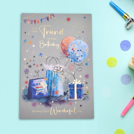 Friend Birthday Card - Carnival Gifts & Balloons