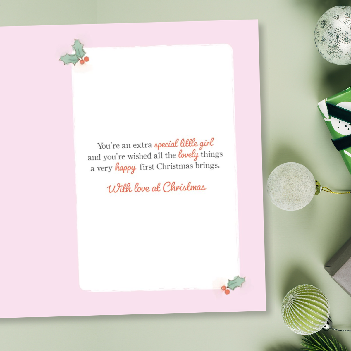 Great Granddaughter 1st Christmas Card - Bear With Love