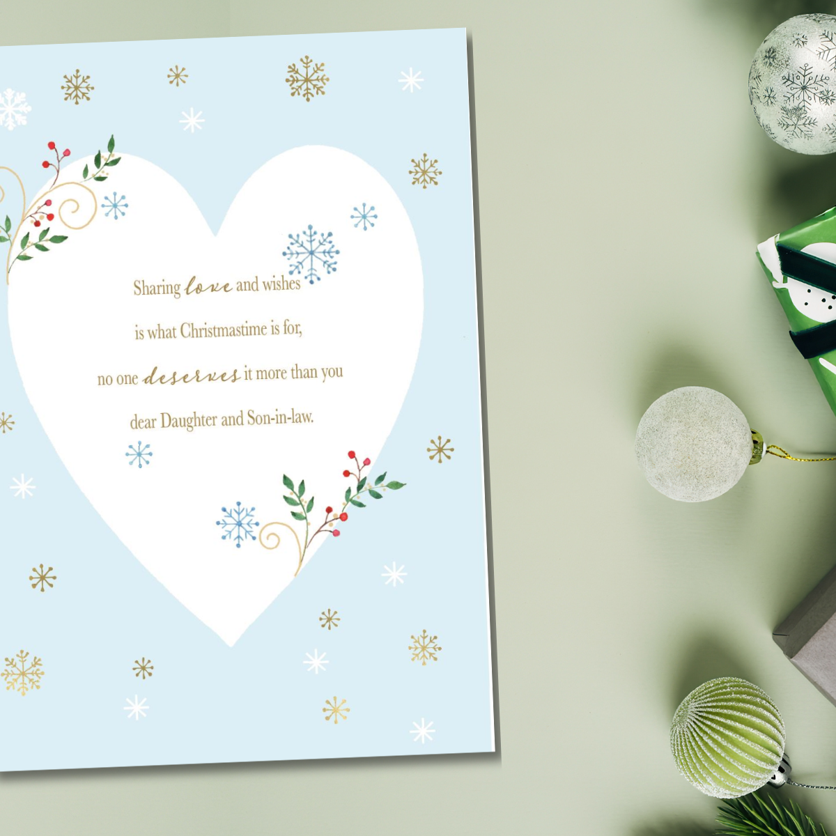 Daughter & Son-in-Law Large Christmas Card - Luxury Stockings